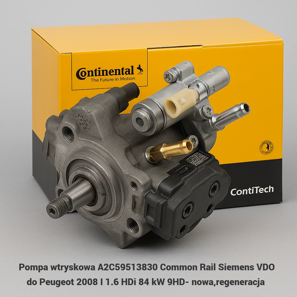 Pompa wtryskowa A2C59513830 Common Rail Siemens VDO do Peugeot 2008 I 1.6 HDi 84 kW 9HD- nowa,regeneracja