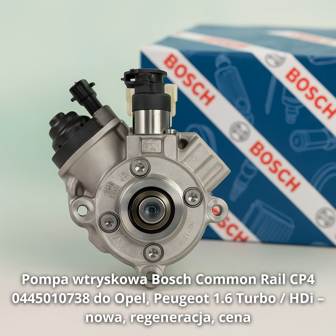 Pompa wtryskowa Bosch Common Rail CP4 0445010738 do Opel, Peugeot 1.6 Turbo / HDi – nowa, regeneracja, cena