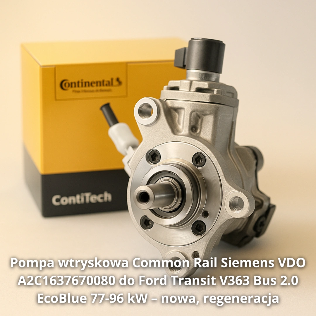 Pompa wtryskowa Common Rail Siemens VDO A2C1637670080 do Ford Transit V363 Bus 2.0 EcoBlue 77-96 kW Pompa wtryskowa Common Rail Siemens VDO A2C1637670080 do Ford Transit V363 Bus 2.0 EcoBlue 77-96 kW – nowa, regeneracja