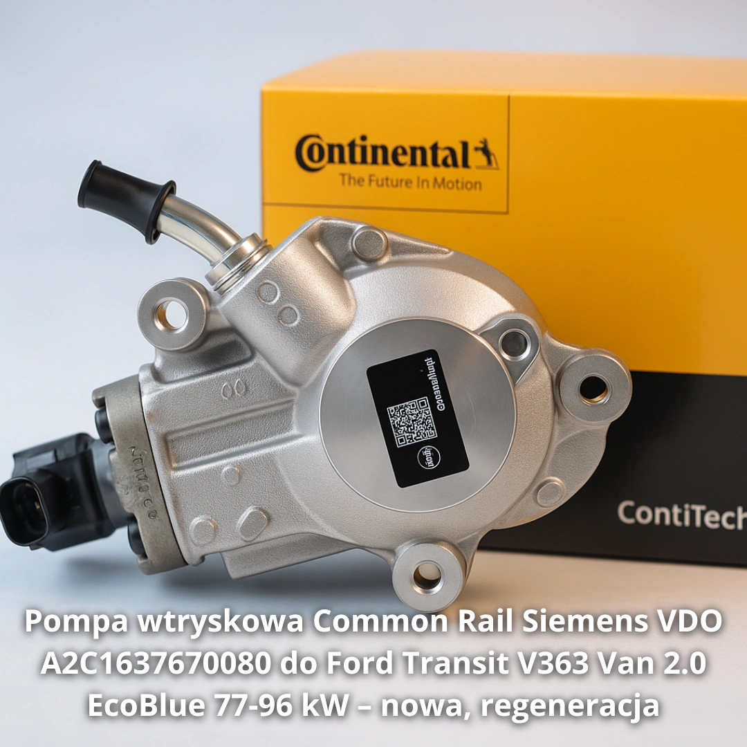 Pompa wtryskowa Common Rail Siemens VDO A2C1637670080 do Ford Transit V363 Van 2.0 EcoBlue 77-96 kW – nowa, regeneracja