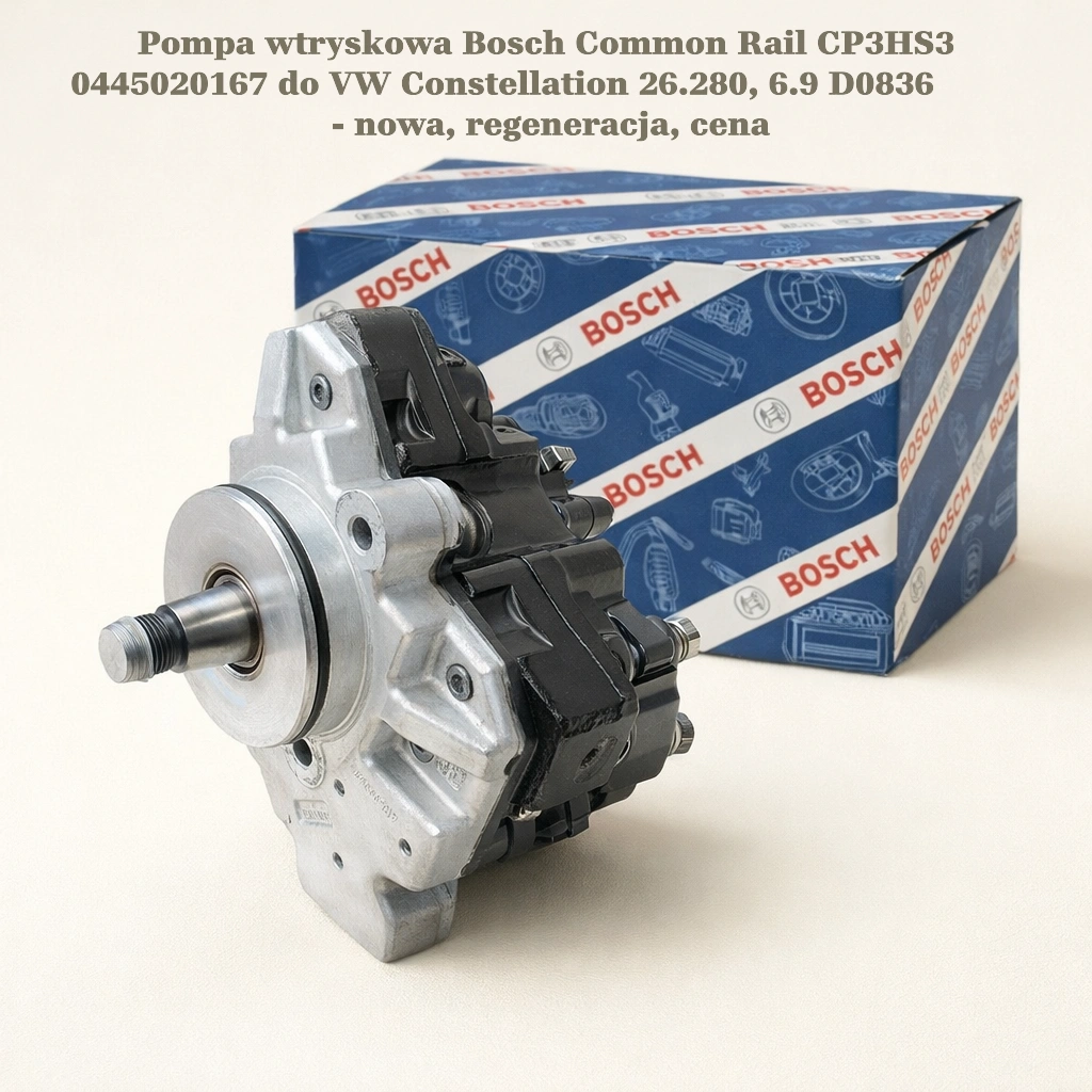 Pompa wtryskowa Bosch Common Rail CP3HS3 0445020167 do VW Constellation 26.280, 6.9 D0836 - nowa, regeneracja, cena