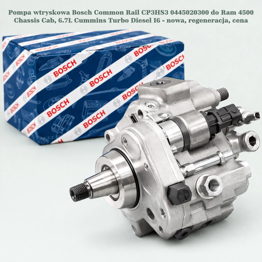 Pompa wtryskowa Bosch Common Rail CP3HS3 0445020300 do Ram 4500 Chassis Cab, 6.7L Cummins Turbo Diesel I6 Pompa wtryskowa Bosch Common Rail CP3HS3 0445020300 do Ram 4500 Chassis Cab, 6.7L Cummins Turbo Diesel I6 - nowa, regeneracja, cena
