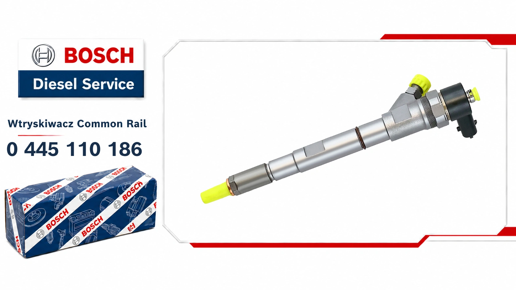 Wtryskiwacz Bosch Common Rail 0445110186 dostępny jako wariant nowy lub zregenerowany.