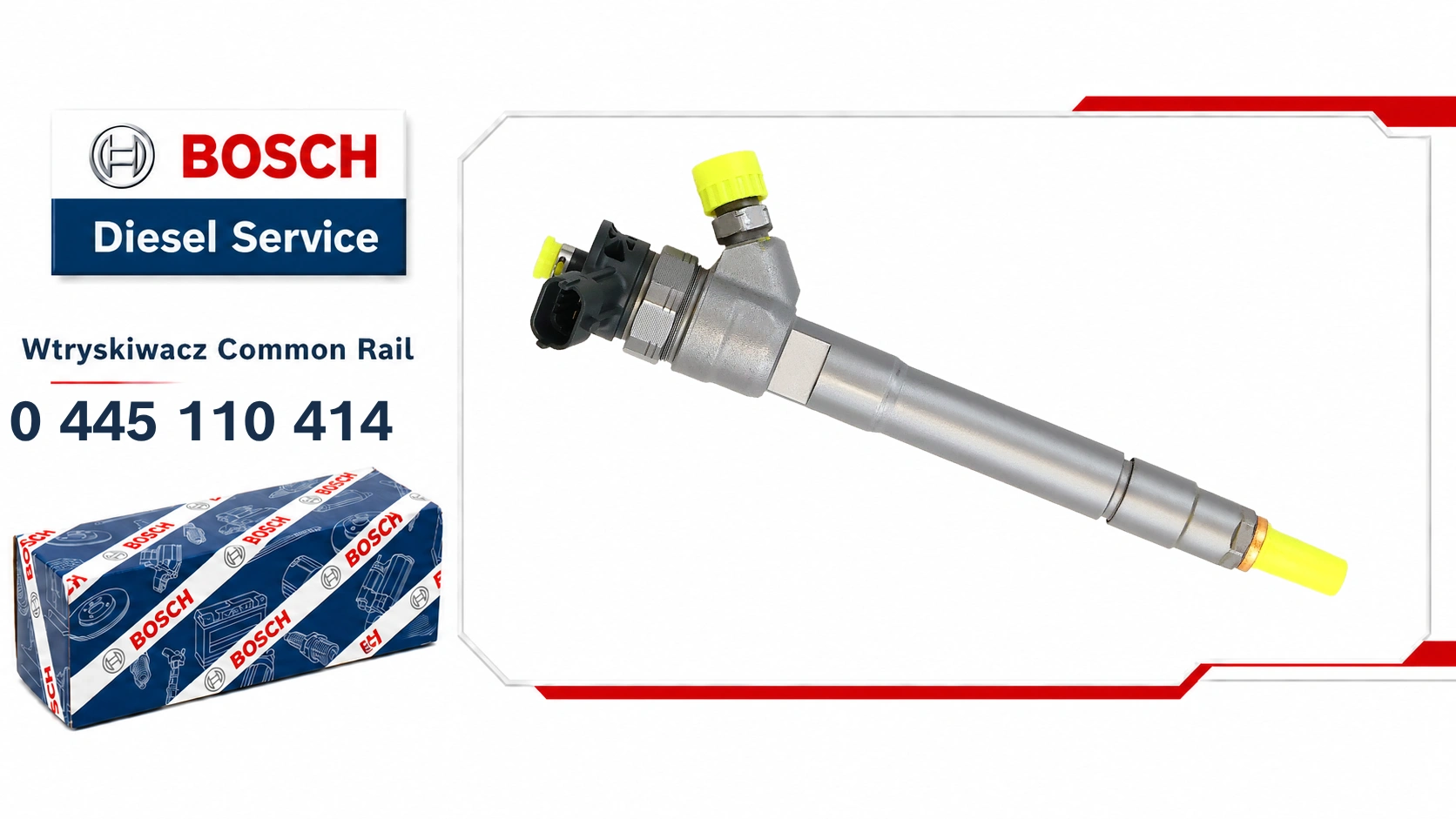 Wtryskiwacz Bosch 0445110414 dostępny jako wariant nowy lub zregenerowany do wybranych silników 1.6 dCi / 1.6 CDTI R9M.