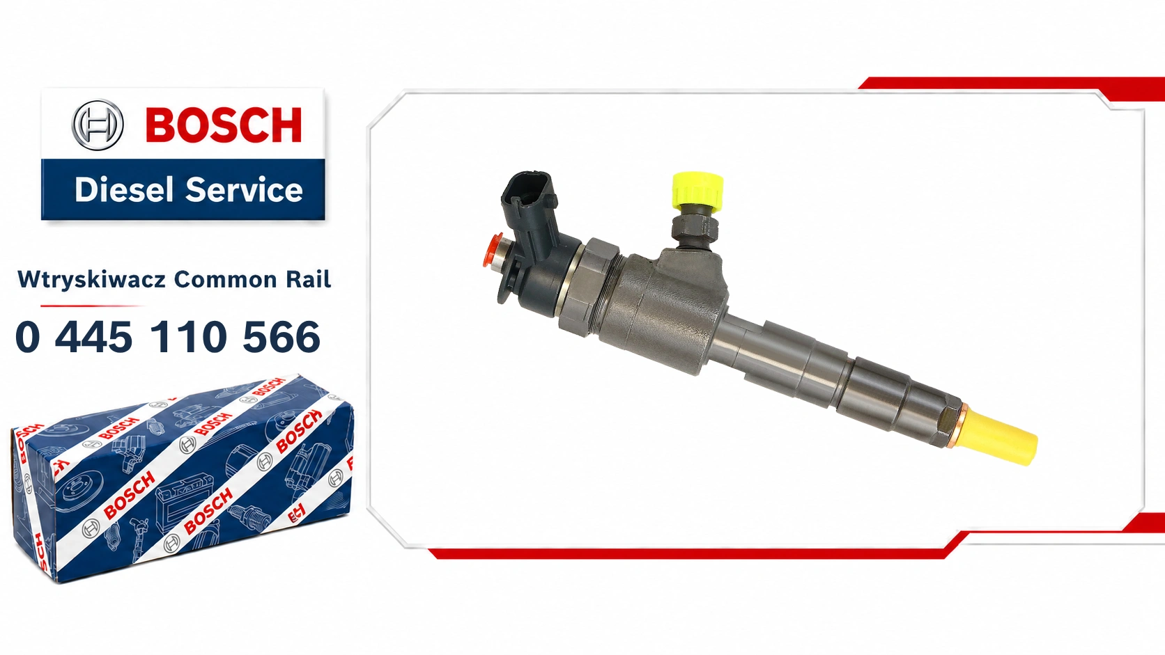 Wtryskiwacz Bosch 0445110566 dostępny jako wariant nowy lub zregenerowany do wybranych silników 1.6 HDi / BlueHDi.