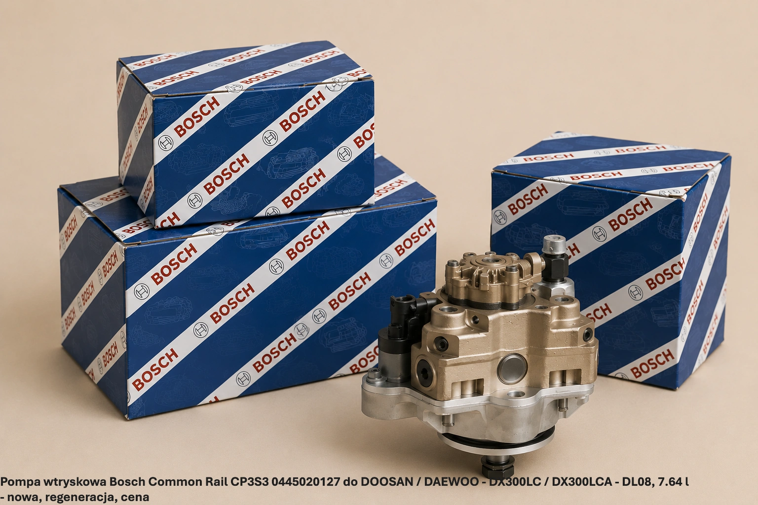Pompa wtryskowa Bosch Common Rail CP3S3 0445020127 do DOOSAN / DAEWOO - DX300LC / DX300LCA - DL08, 7.64 l - nowa, regeneracja, cena