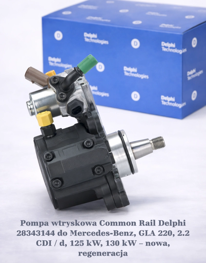 Pompa wtryskowa Common Rail Delphi 28343144 do Mercedes-Benz, GLA 220, 2.2 CDI / d, 125 kW, 130 kW – nowa, regeneracja