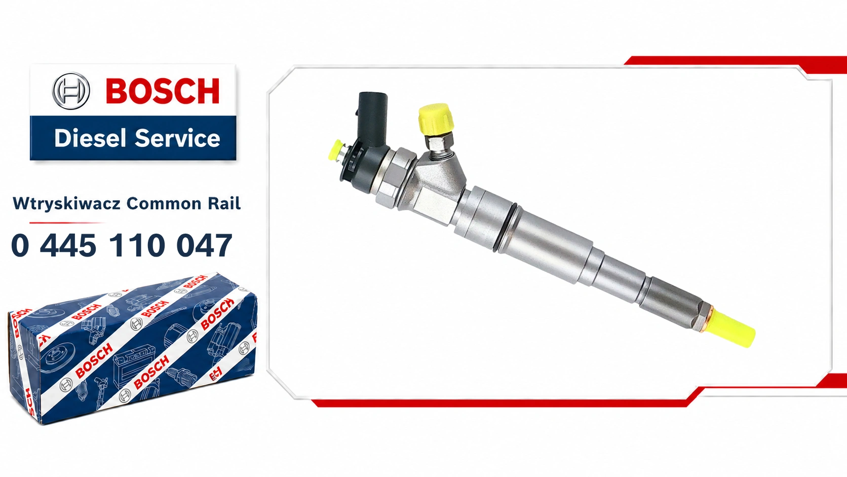 Wtryskiwacz Bosch 0445110047 dostępny jako wariant nowy lub zregenerowany do wybranych silników 3.0d.