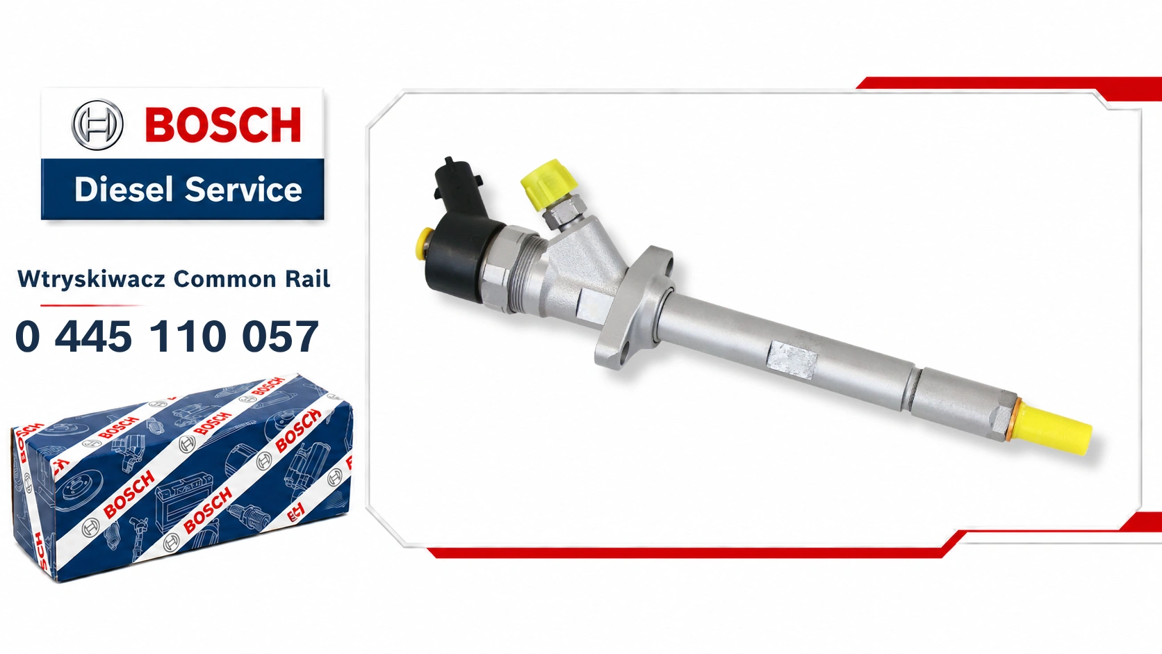 Wtryskiwacz Bosch Common Rail 0445110057 dostępny jako wariant nowy lub zregenerowany.