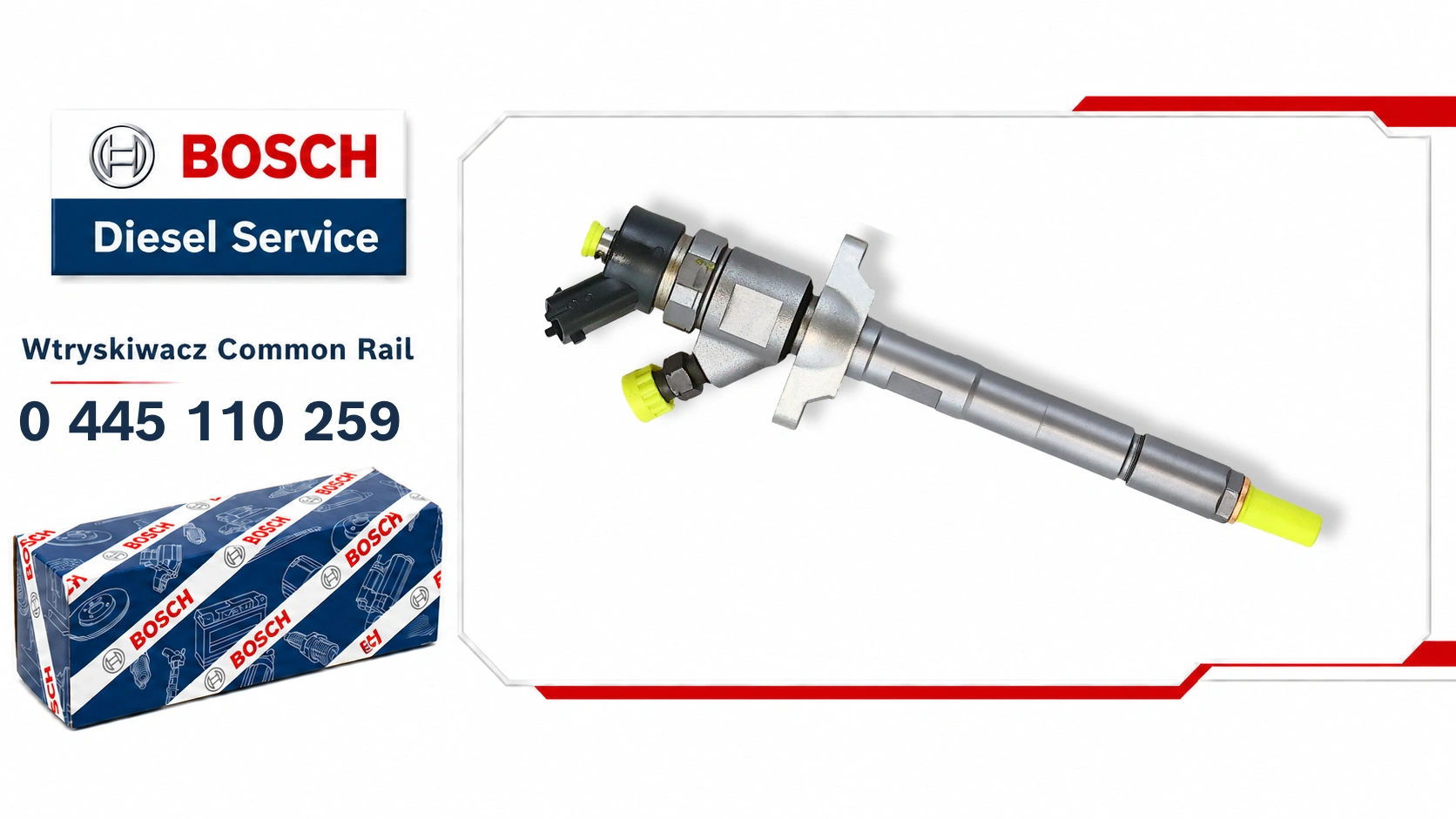Wtryskiwacz Bosch 0445110259 dostępny jako wariant nowy lub zregenerowany w Pawlik Diesel Service.