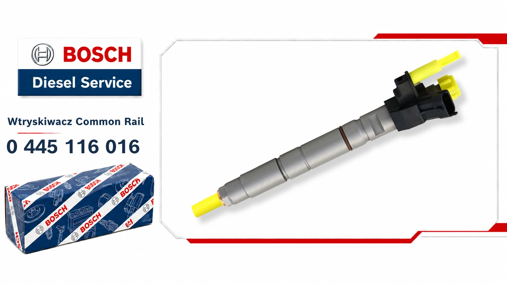 Wtryskiwacz Bosch 0445116016 dostępny jako nowy lub zregenerowany wariant do wybranych silników Volvo 2.4 D/D5.
