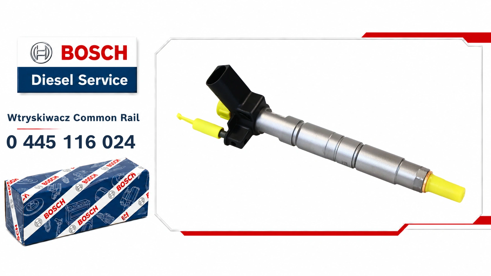 Wtryskiwacz Bosch 0445116024 dostępny jako wariant nowy lub zregenerowany do wybranych silników BMW 2.0d i 3.0d.
