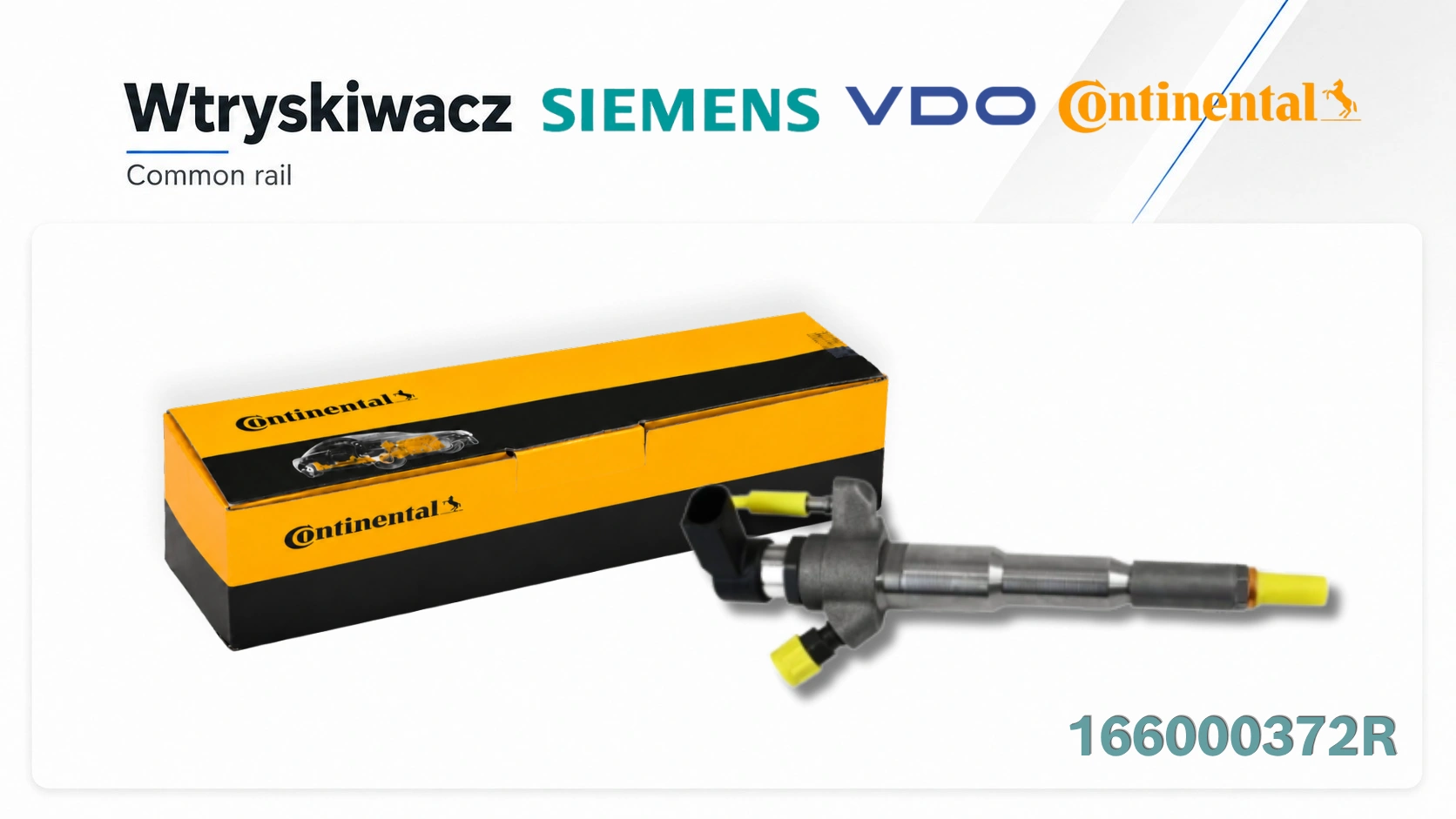 Wtryskiwacz Common Rail Continental/VDO 166000372R dostępny jako wariant nowy lub zregenerowany.