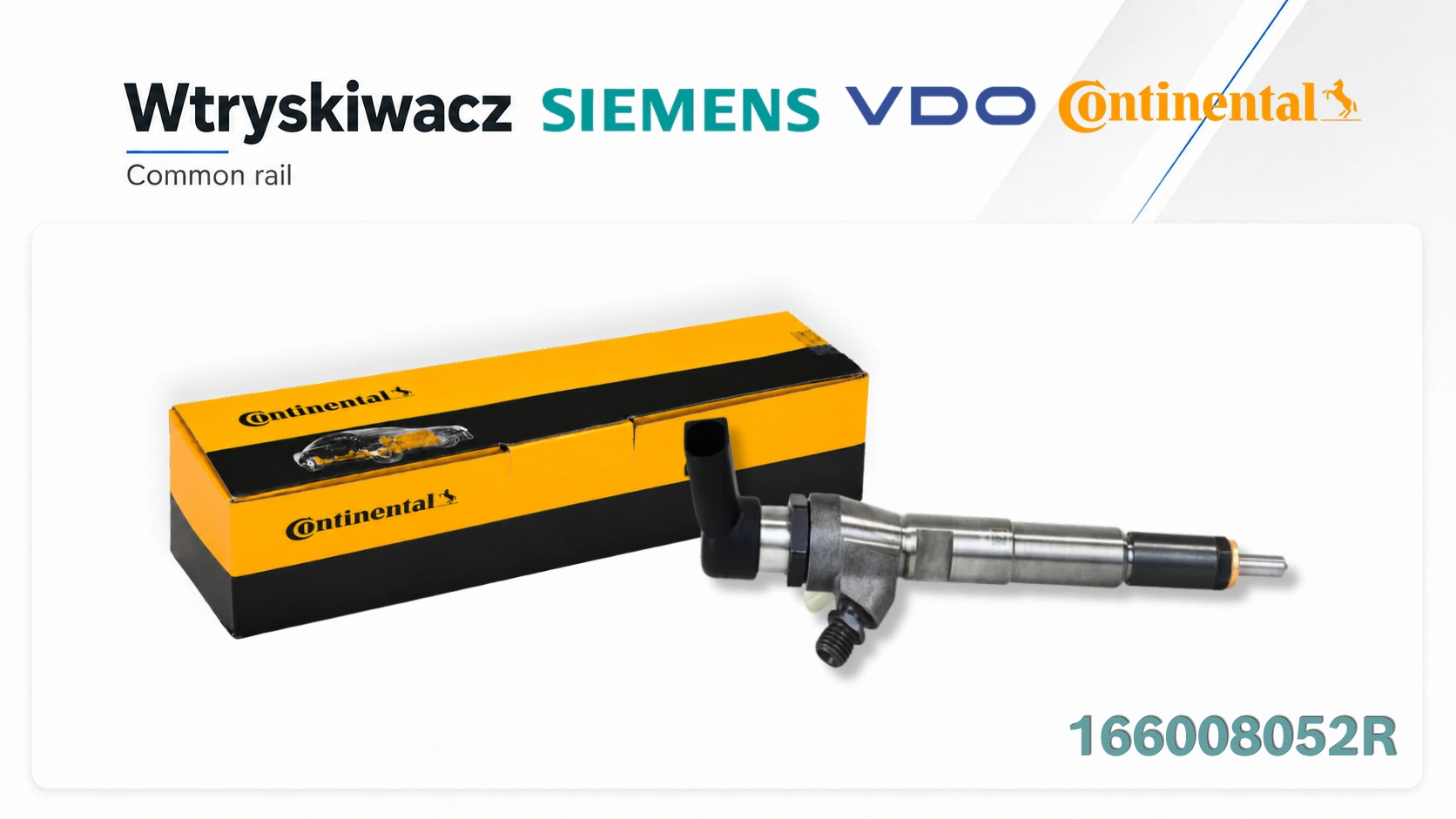 Nowy lub zregenerowany wtryskiwacz VDO/Continental 166008052R do wybranych pojazdów Dacia, Nissan i Renault.