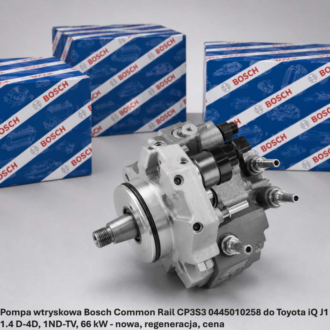 Pompa wtryskowa Bosch Common Rail CP3S3 0445010258 do Toyota iQ J1 1.4 D-4D, 1ND-TV, 66 kW Pompa wtryskowa Bosch Common Rail CP3S3 0445010258 do Toyota iQ J1 1.4 D-4D, 1ND-TV, 66 kW - nowa, regeneracja, cena
