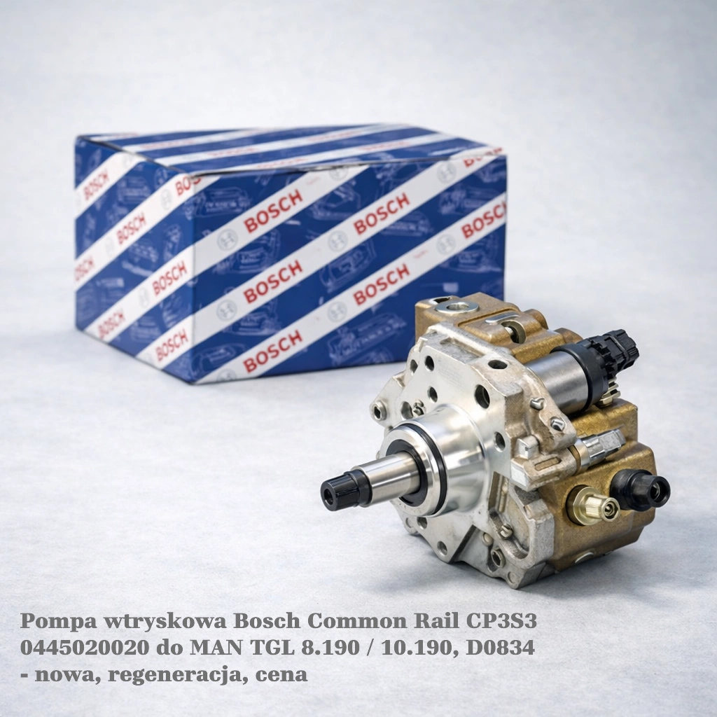 Pompa wtryskowa Bosch Common Rail CP3S3 0445020020 do MAN TGL 8.190 / 10.190, D0834 Pompa wtryskowa Bosch Common Rail CP3S3 0445020020 do MAN TGL 8.190 / 10.190, D0834 - nowa, regeneracja, cena