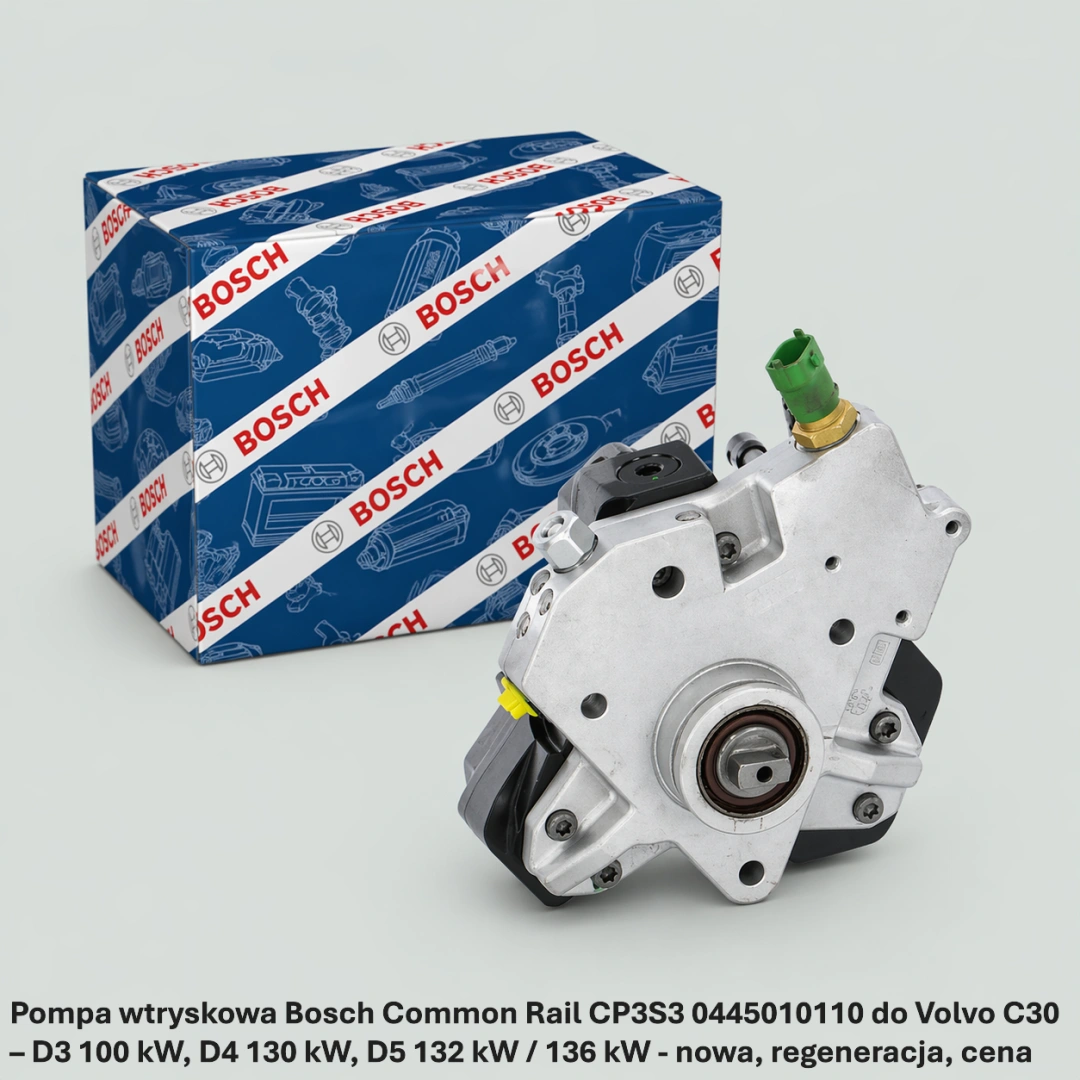 Pompa wtryskowa Bosch Common Rail CP3S3 0445010110 do Volvo C30 – D3 100 kW, D4 130 kW, D5 132 kW / 136 kW - nowa, regeneracja, cena