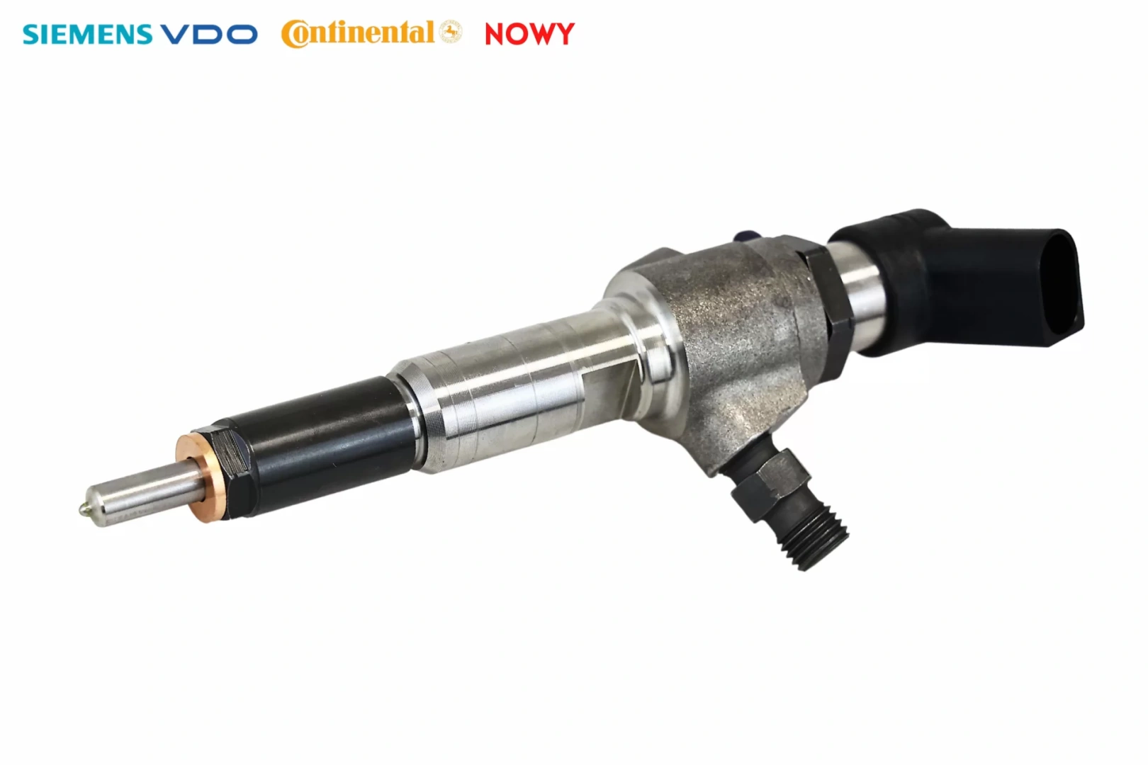 Wtryskiwacz Continental 50274V05 – widok boczny Kompletny wtryskiwacz Continental 50274V05 z metalowym korpusem i czarnym złączem