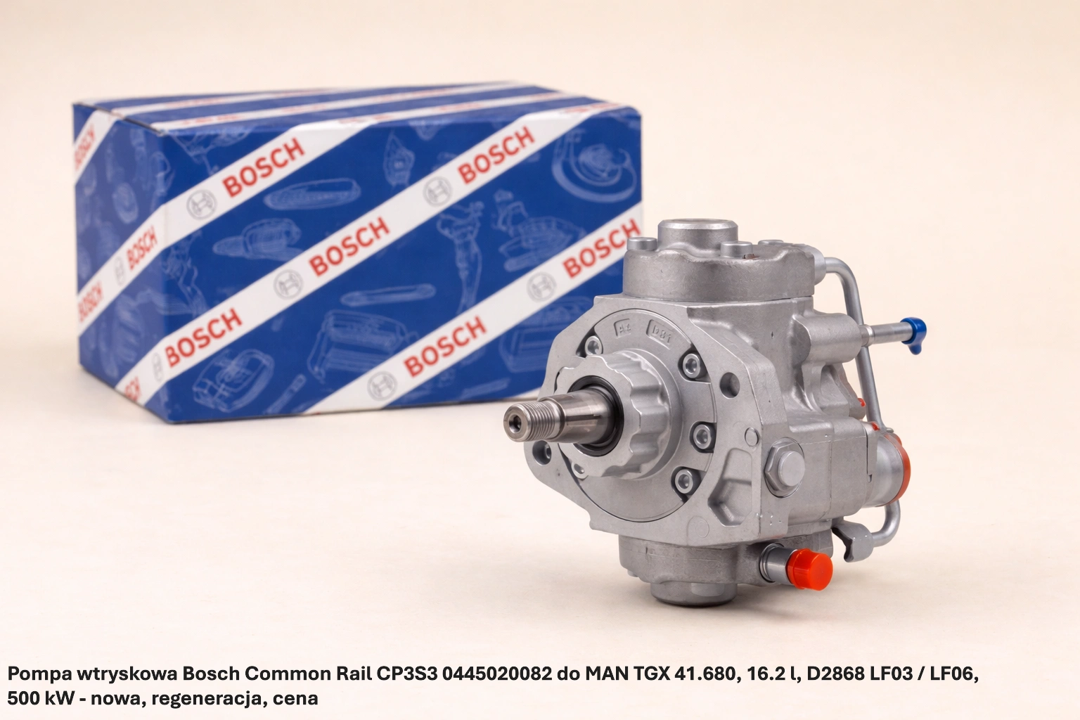 Pompa wtryskowa Bosch Common Rail CP3S3 0445020082 do MAN TGX 41.680, 16.2 l, D2868 LF03 / LF06, 500 kW Pompa wtryskowa Bosch Common Rail CP3S3 0445020082 do MAN TGX 41.680, 16.2 l, D2868 LF03 / LF06, 500 kW - nowa, regeneracja, cena