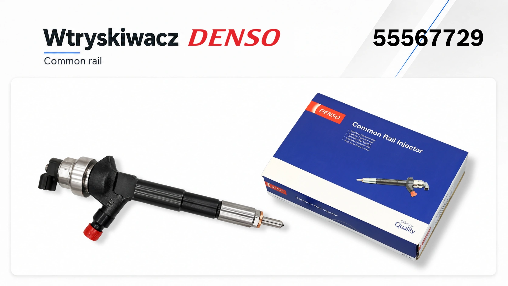 Wtryskiwacz Denso 55567729 dostępny jako wariant nowy lub zregenerowany.