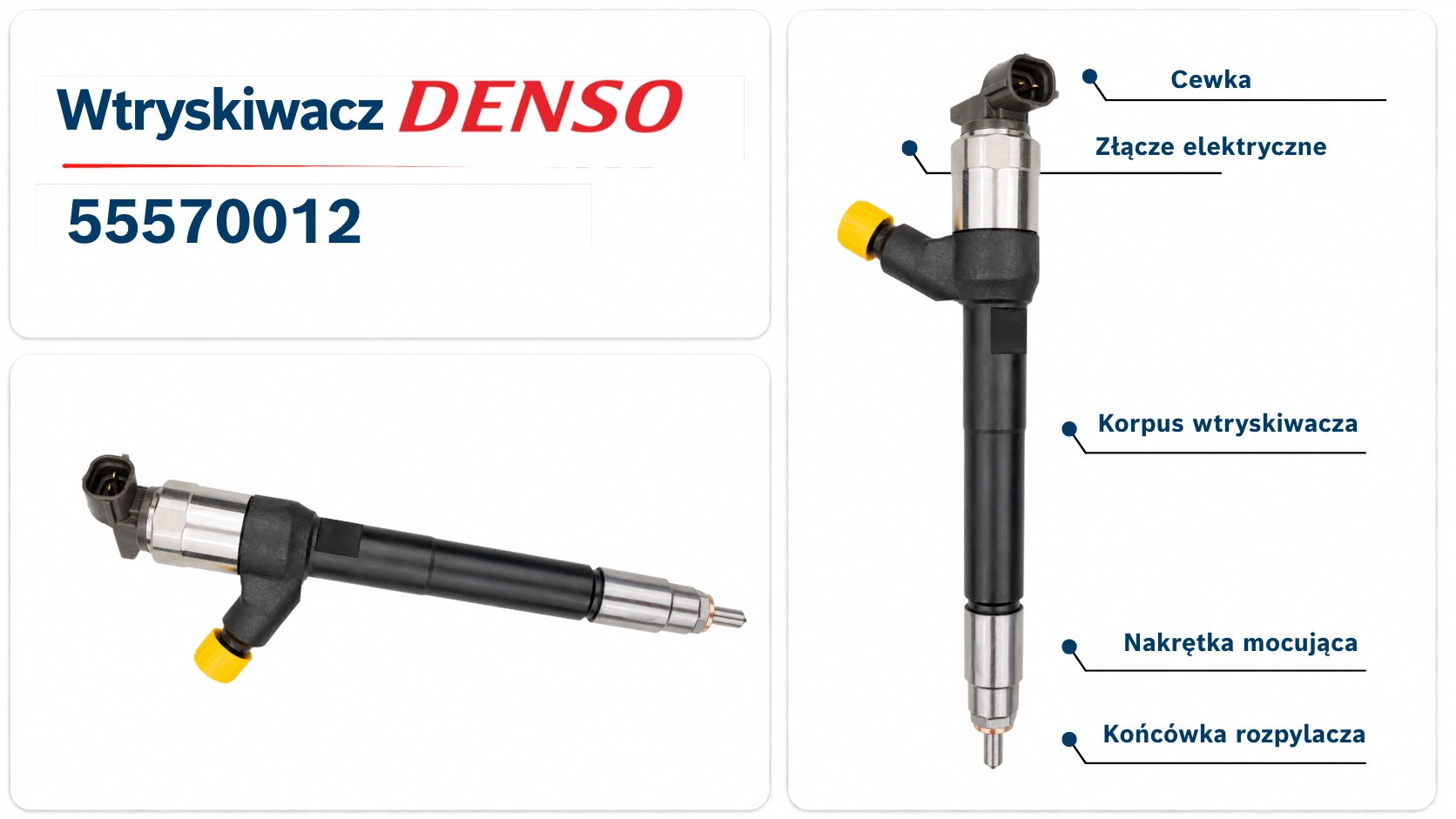 Oznaczenia wtryskiwacza Denso 55570012 Numery 55570012 i DCRI300770 przypisane do wtryskiwacza Denso