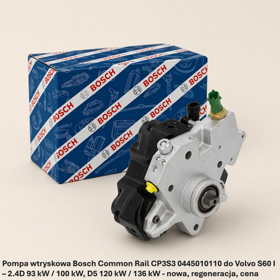 Pompa wtryskowa Bosch Common Rail CP3S3 0445010110 do Volvo S60 I – 2.4D 93 kW / 100 kW, D5 120 kW / 136 kW - nowa, regeneracja, cena