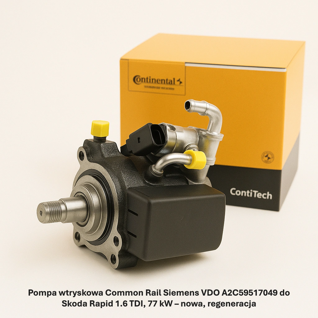Pompa wtryskowa Common Rail Siemens VDO A2C59517049 do Skoda Rapid 1.6 TDI, 77 kW – nowa, regeneracja