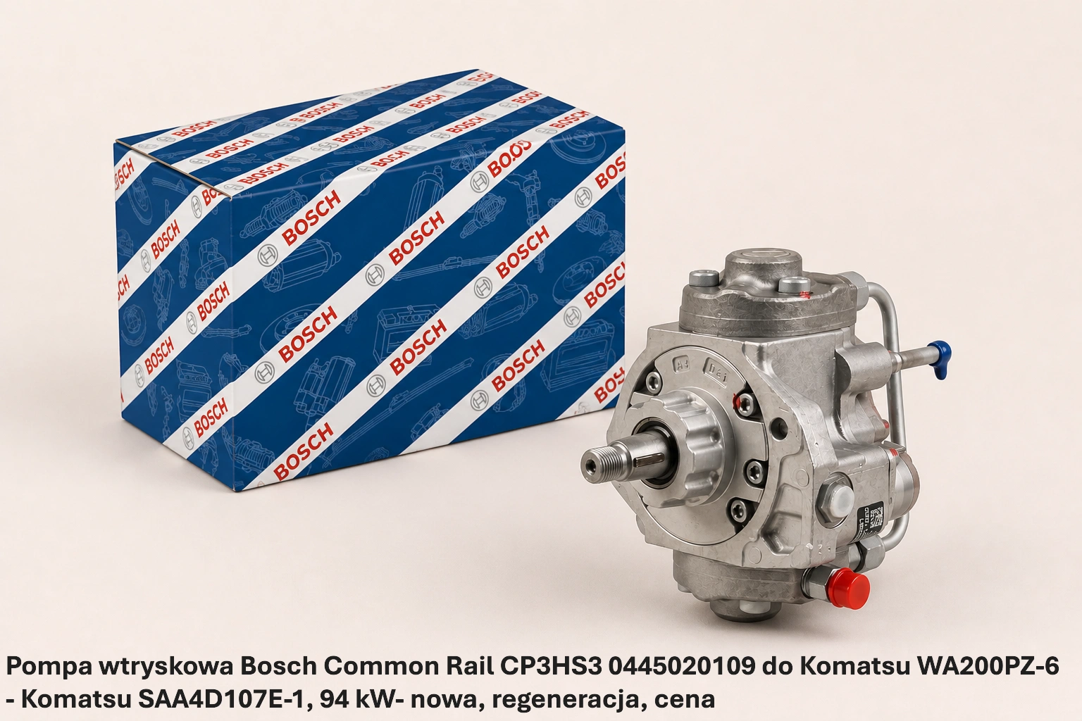 Pompa wtryskowa Bosch Common Rail CP3HS3 0445020109 do Komatsu WA200PZ-6 - Komatsu SAA4D107E-1, 94 kW- nowa, regeneracja, cena