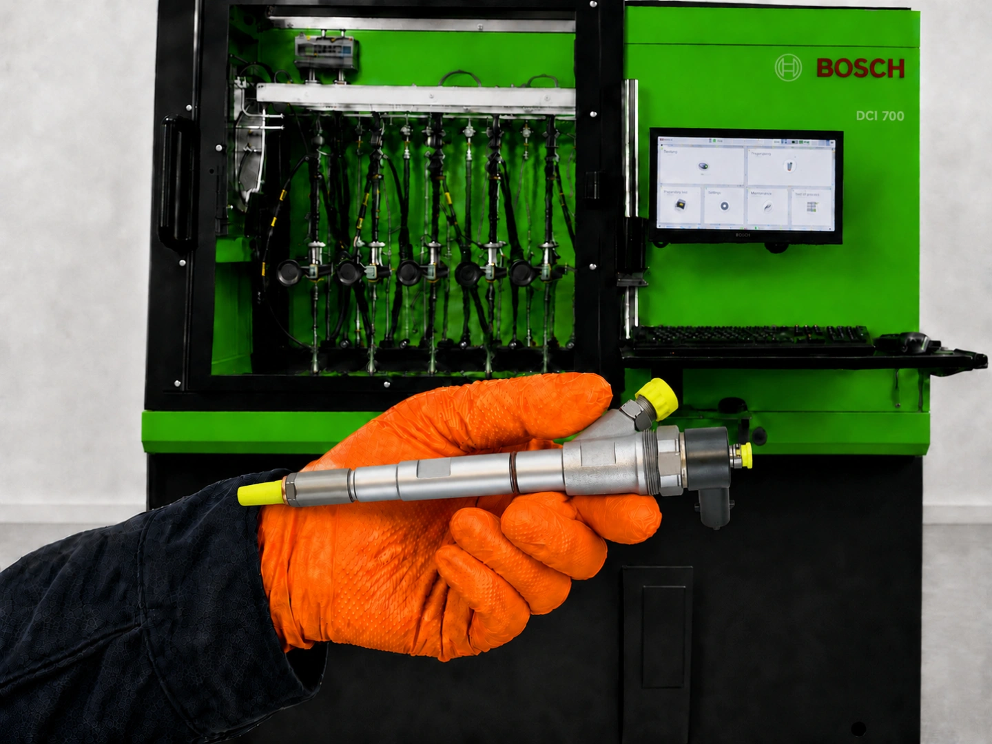 Testowanie wtryskiwaczy Common Rail w Bosch Diesel Service Stanowisko probiercze Bosch do diagnostyki wtryskiwaczy