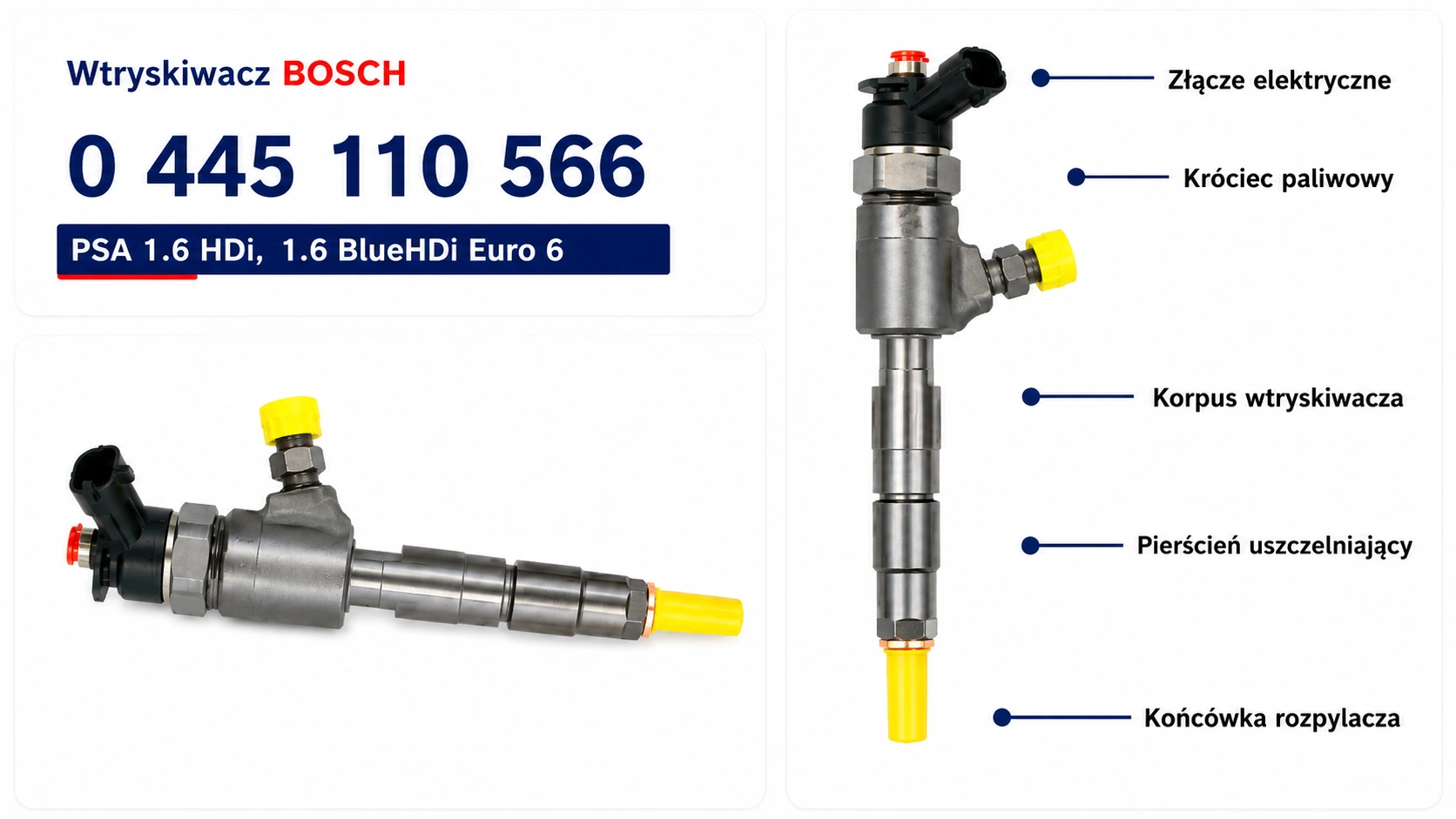 Bosch 0445110566 numer OE 9802776680 Oznaczenie wtryskiwacza Bosch 0445110566