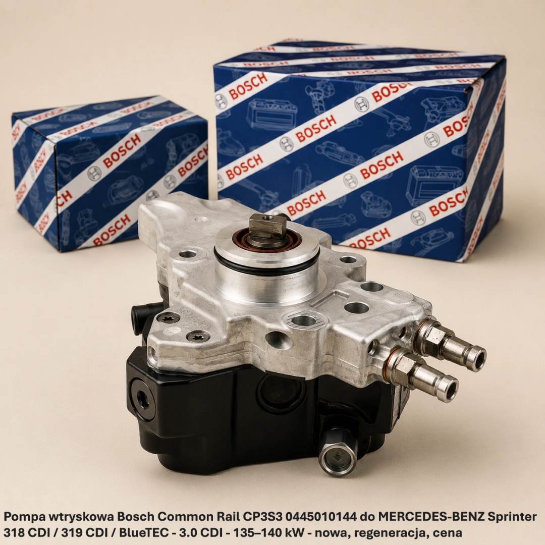 Pompa wtryskowa Bosch Common Rail CP3S3 0445010144 do MERCEDES-BENZ Sprinter 318 CDI / 319 CDI / BlueTEC - 3.0 CDI - 135–140 kW - nowa, regeneracja, cena