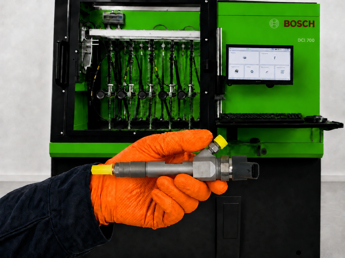 Testowanie wtryskiwaczy Common Rail w Bosch Diesel Service Stanowisko probiercze Bosch do diagnostyki wtryskiwaczy