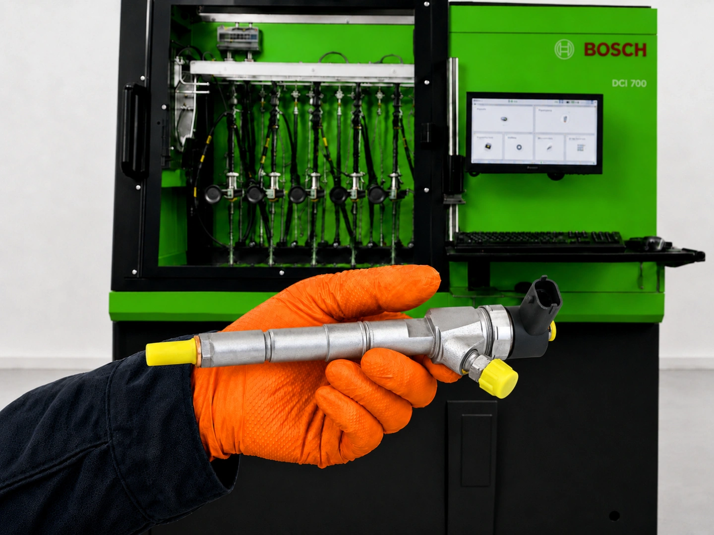 Testowanie wtryskiwaczy Common Rail w Bosch Diesel Service Stanowisko probiercze Bosch do diagnostyki wtryskiwaczy