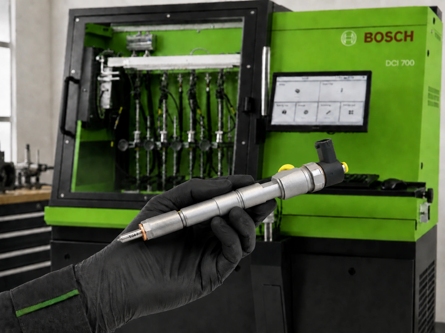 Diagnostyka wtryskiwaczy Common Rail w Bosch Diesel Service est wtryskiwaczy Common Rail na stanowisku probierczym