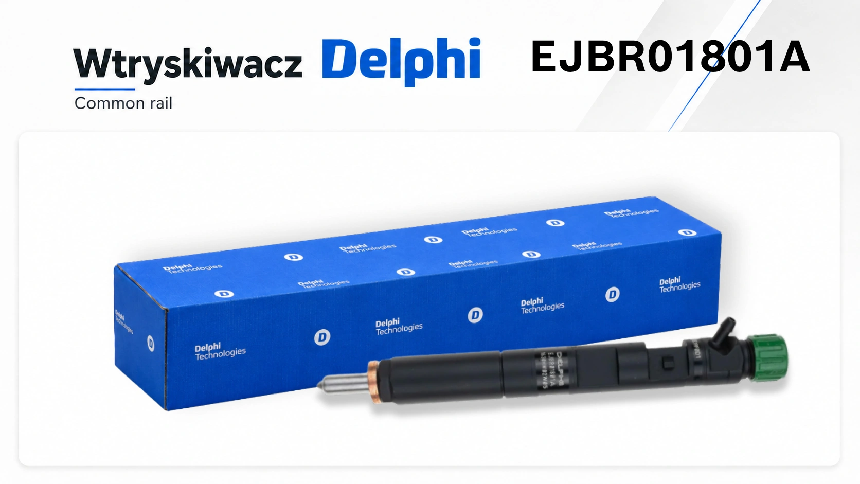 Wtryskiwacz Delphi EJBR01801A dostępny jako wariant nowy lub zregenerowany.