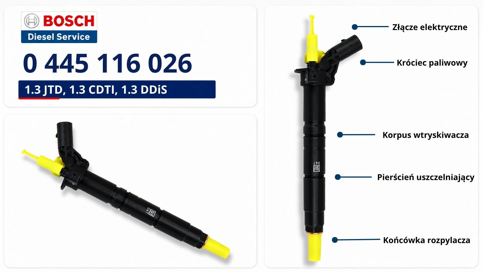 Numer Bosch 0445116026 i OE A6420701187 Oznaczenie 0445116026 na wtryskiwaczu Bosch Common Rail