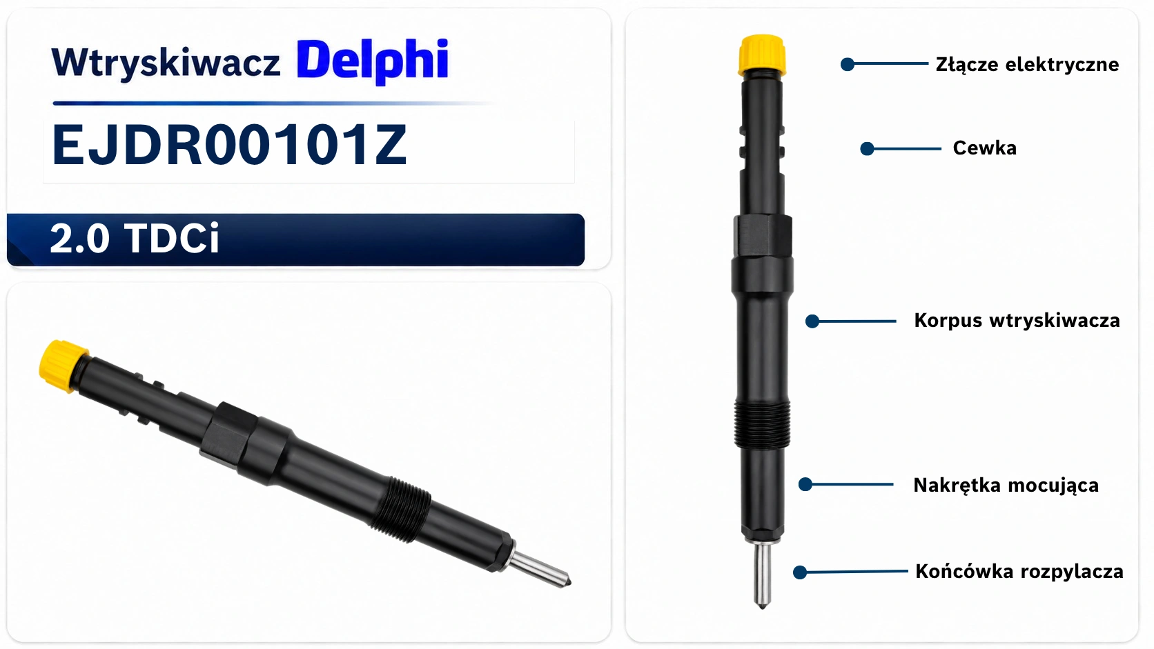 Numer wtryskiwacza Delphi EJDR00101Z Oznaczenie EJDR00101Z na wtryskiwaczu Delphi