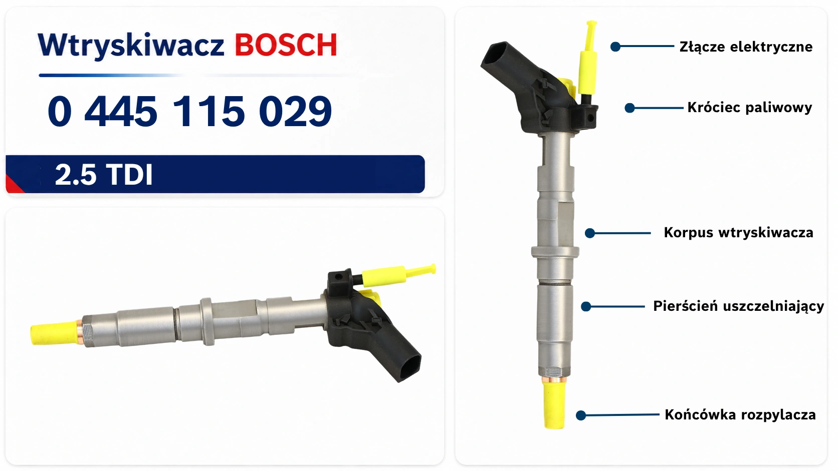 Oznaczenie Bosch 0 445 115 029 na wtryskiwaczu Numer 0 445 115 029 na wtryskiwaczu Bosch