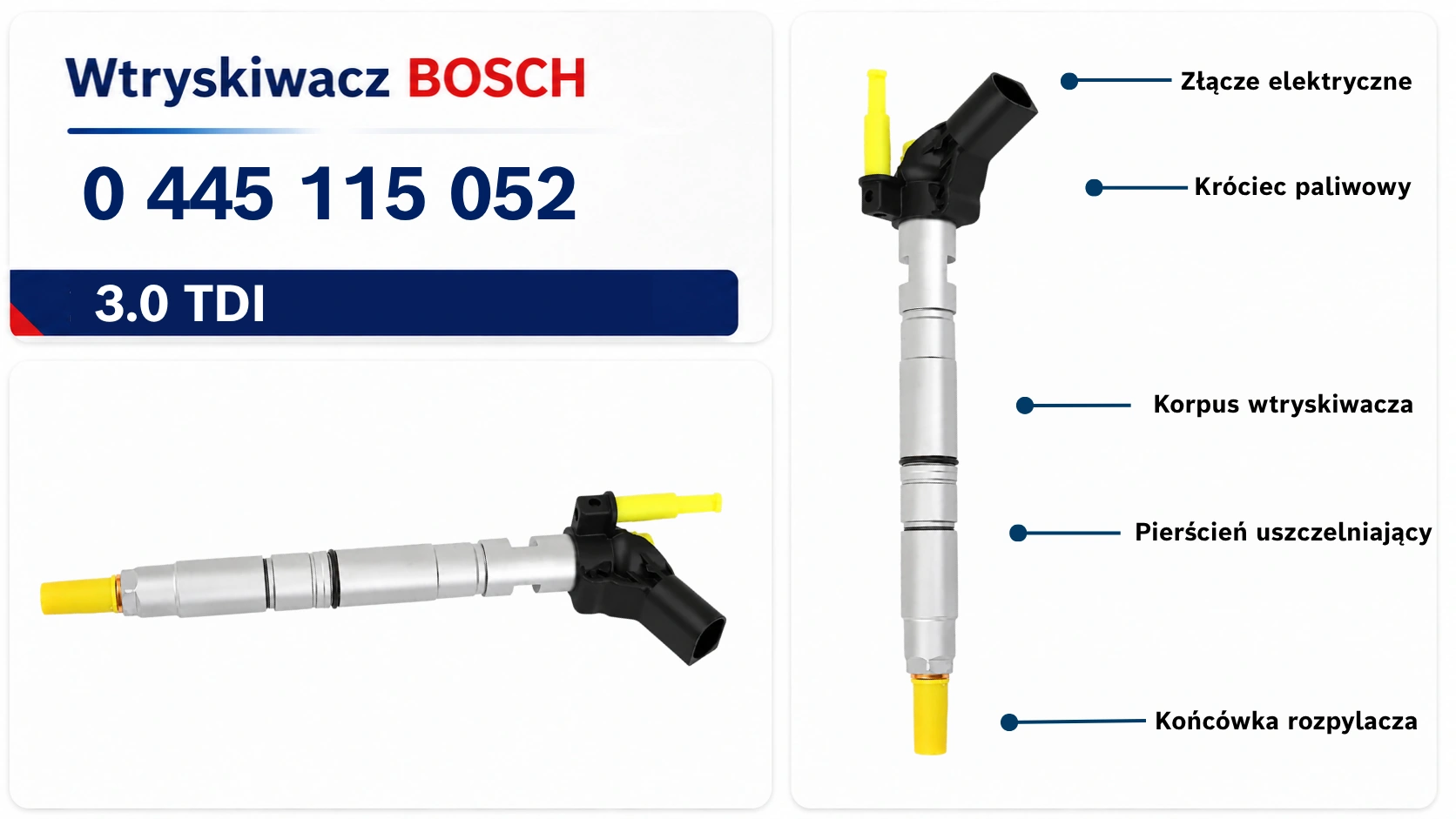 Oznaczenie Bosch 0 445 115 052 na wtryskiwaczu Numer 0 445 115 052 na wtryskiwaczu Bosch