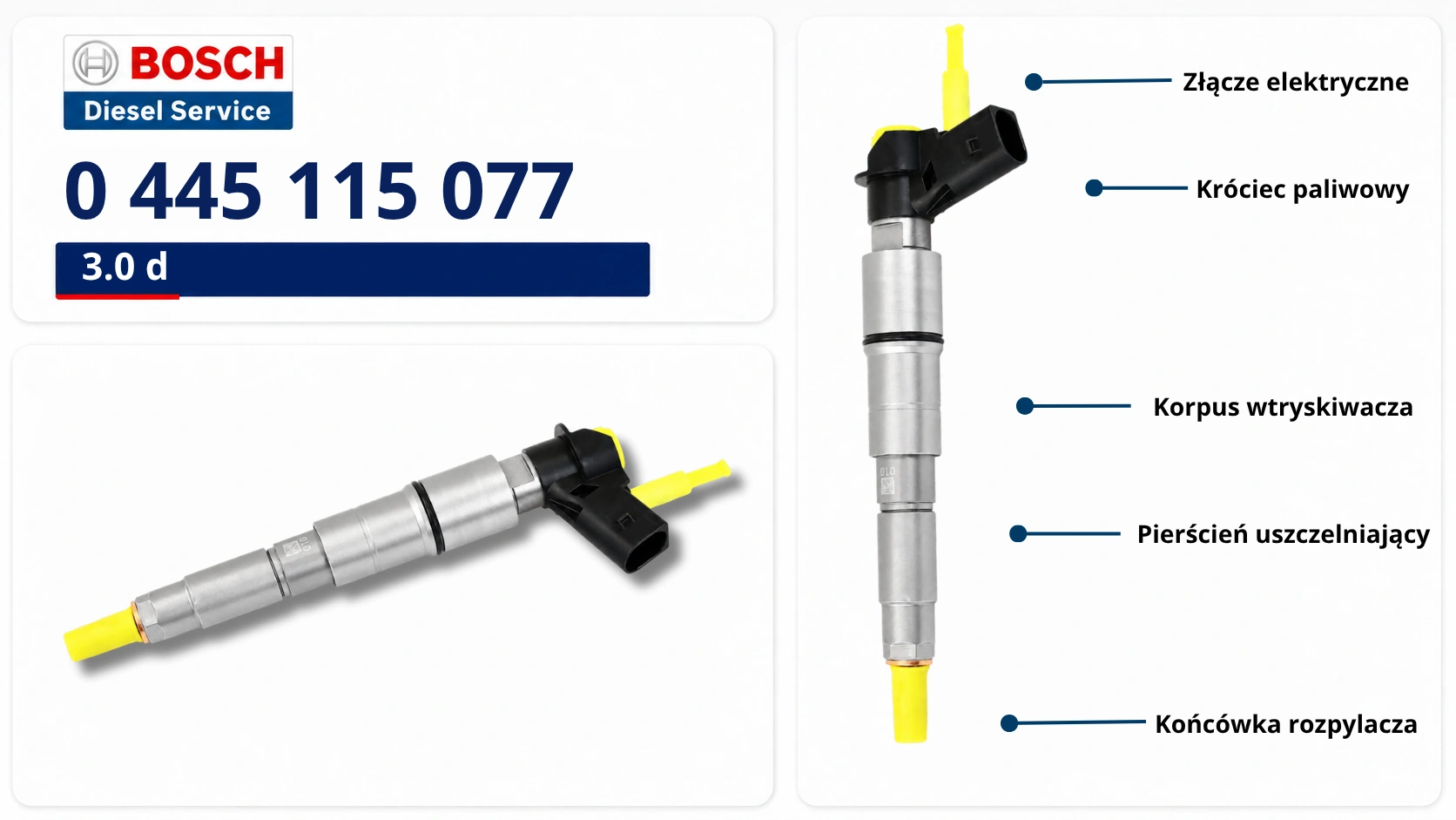 Numer Bosch 0 445 115 077 na wtryskiwaczu Common Rail