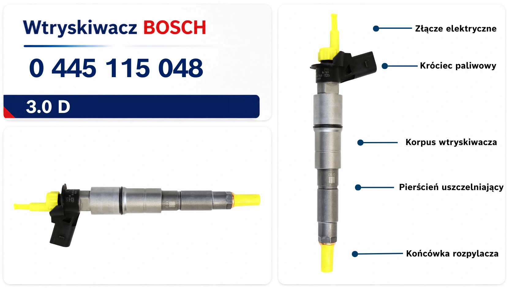 Oznaczenie Bosch 0 445 115 048 na wtryskiwaczu Numer 0 445 115 048 na wtryskiwaczu Bosch