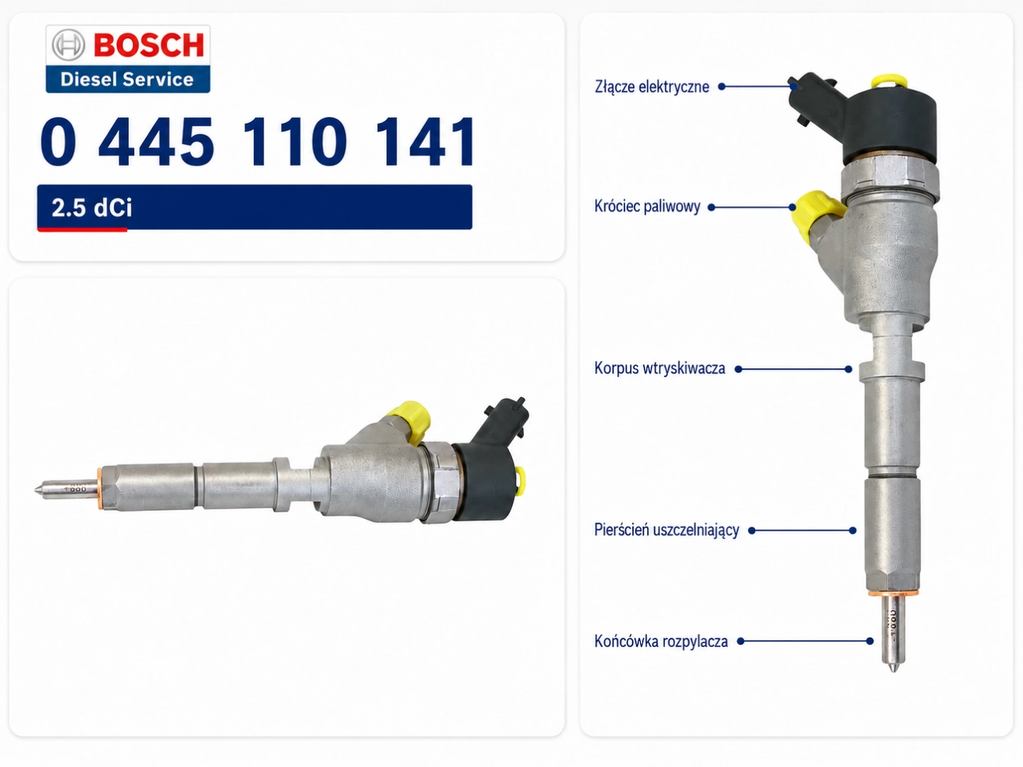 Numer 0445110141 na wtryskiwaczu Bosch Common Rail