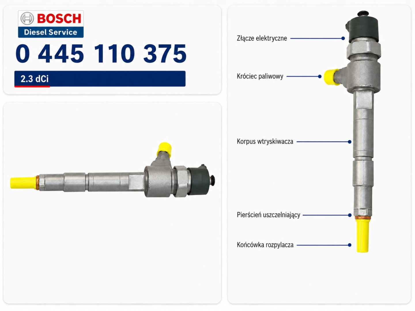 Oznaczenie Bosch 0445110375 na wtryskiwaczu CRI Numer Bosch 0445110375 na wtryskiwaczu Common Rail
