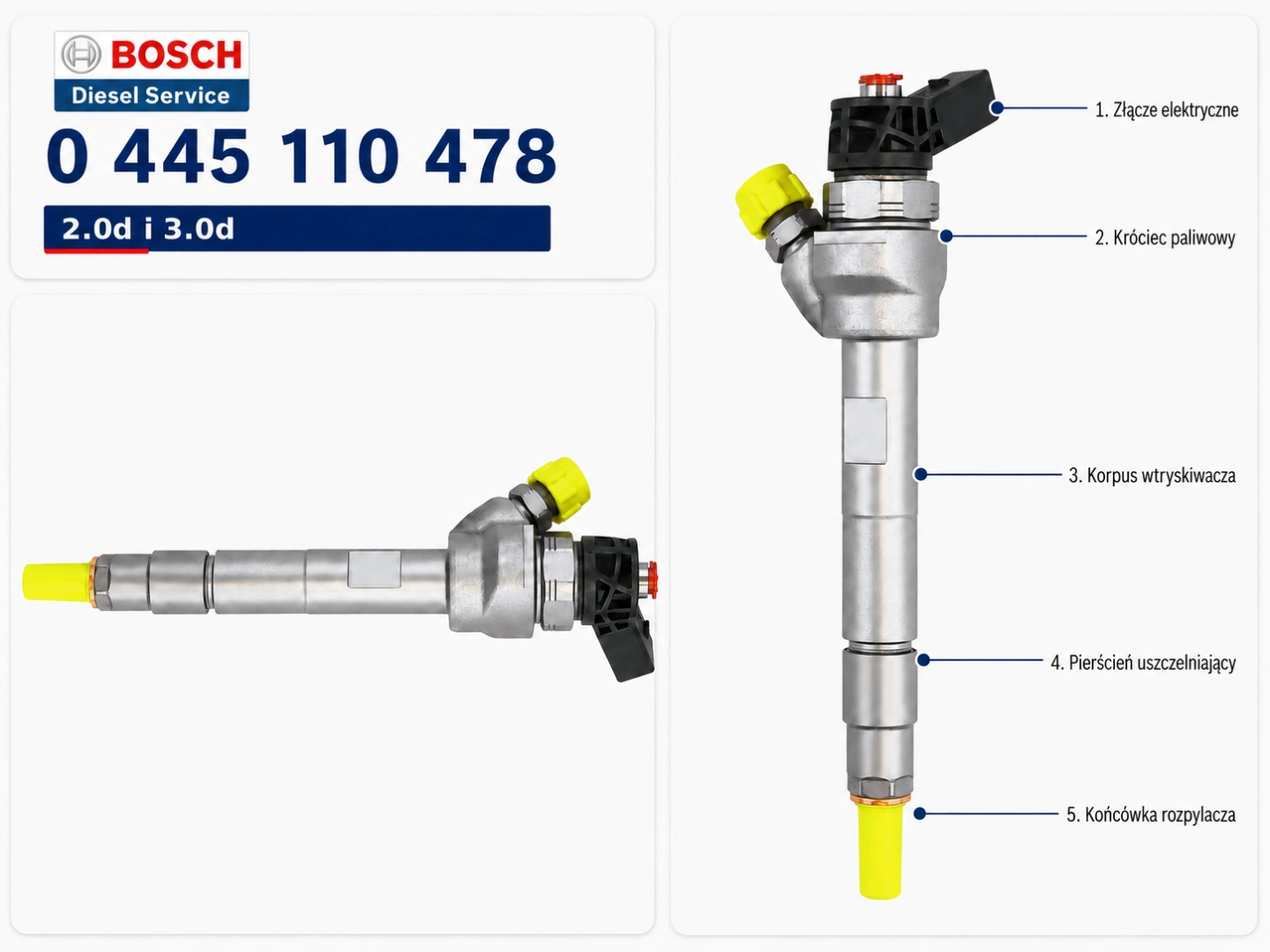 Numer Bosch 0445110478 na wtryskiwaczu Common Rail