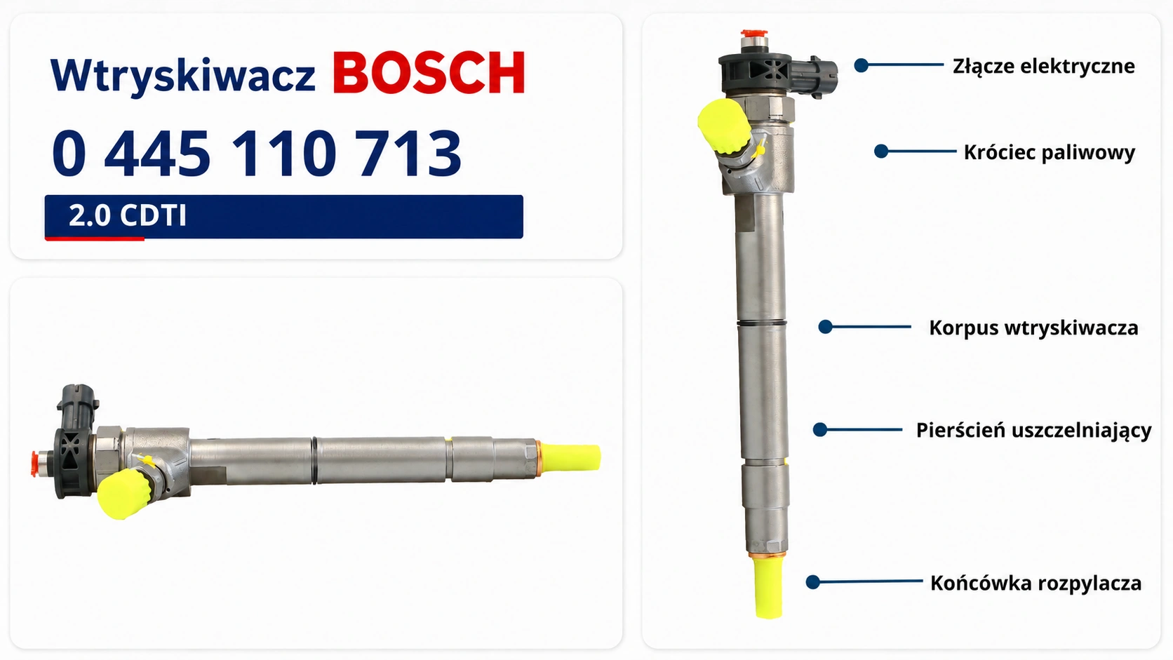 Oznaczenie Bosch 0445110713 Numer Bosch 0445110713 na wtryskiwaczu Common Rail