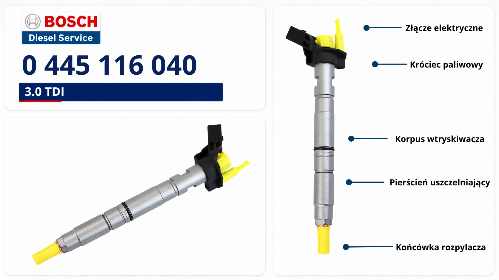 Oznaczenie Bosch 0445116040 na wtryskiwaczu Numer Bosch 0445116040 na wtryskiwaczu piezo Common Rail