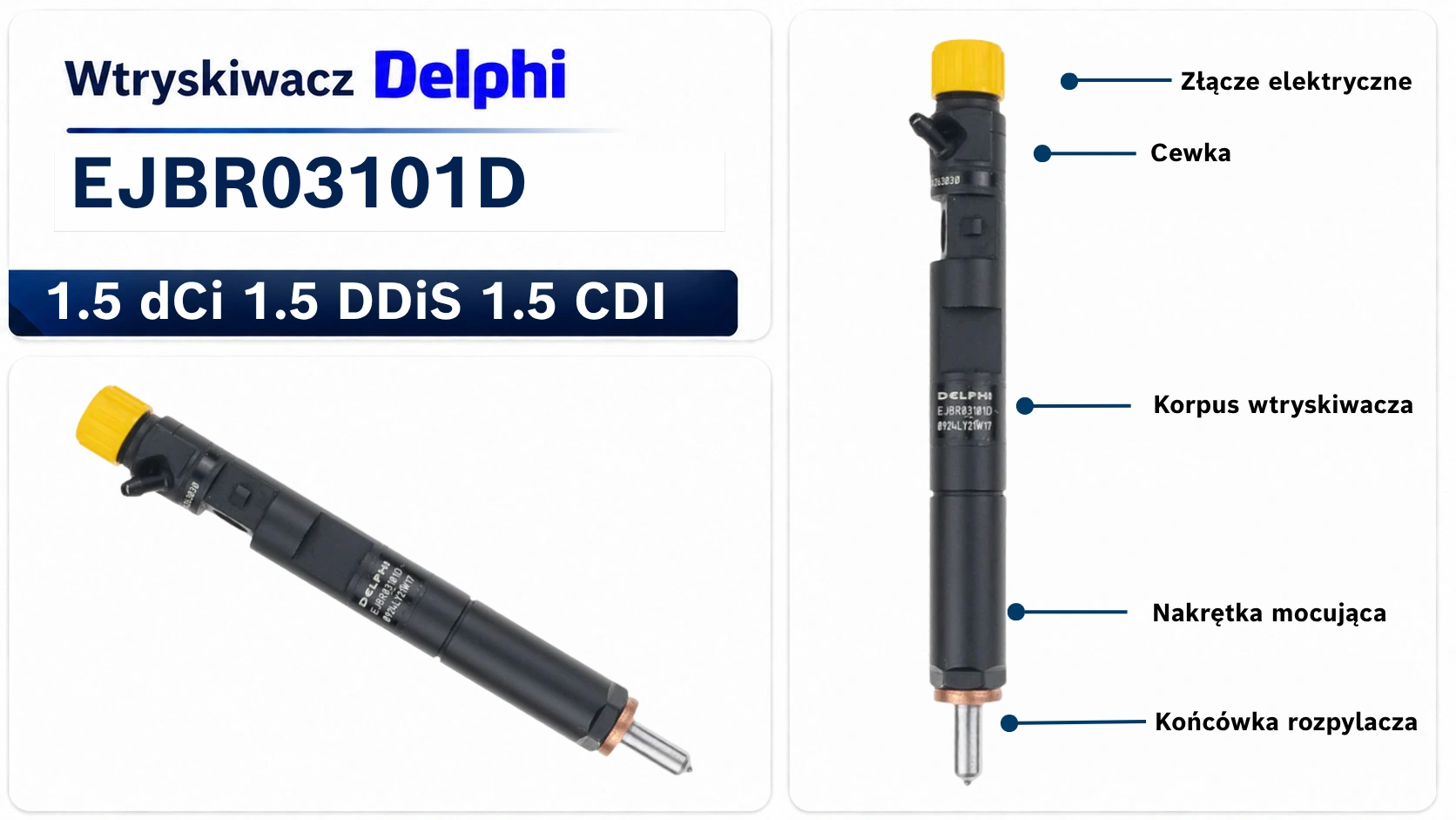 Oznaczenie Delphi EJBR03101D na wtryskiwaczu Numer EJBR03101D na wtryskiwaczu Delphi