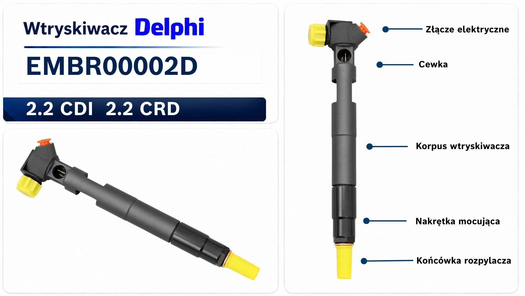 Oznaczenie Delphi EMBR00002D Numer EMBR00002D na wtryskiwaczu Delphi