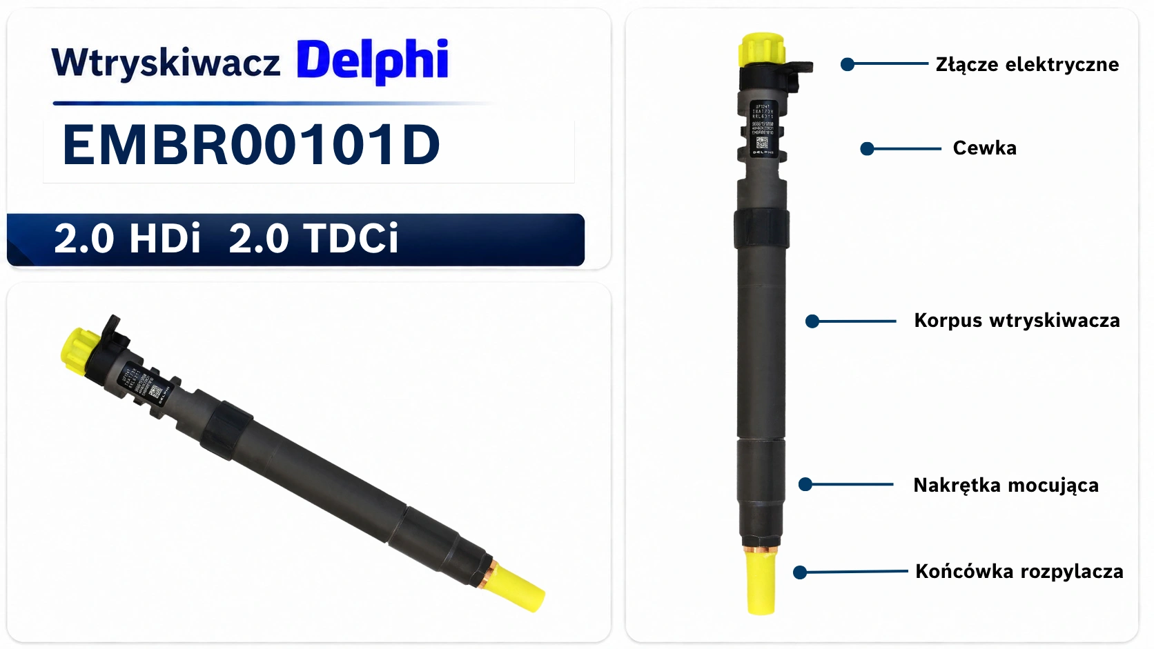 Oznaczenie Delphi EMBR00101D na wtryskiwaczu Numer EMBR00101D na wtryskiwaczu Delphi