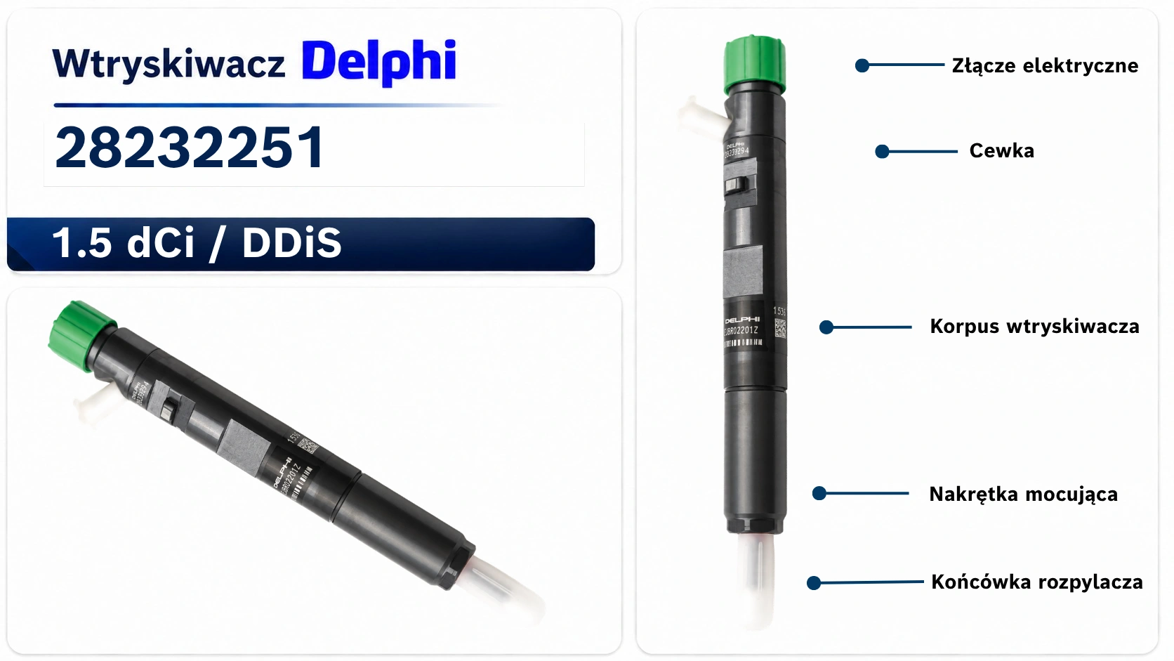 Oznaczenie wtryskiwacza Delphi 28232251 Numer 28232251 na wtryskiwaczu Delphi